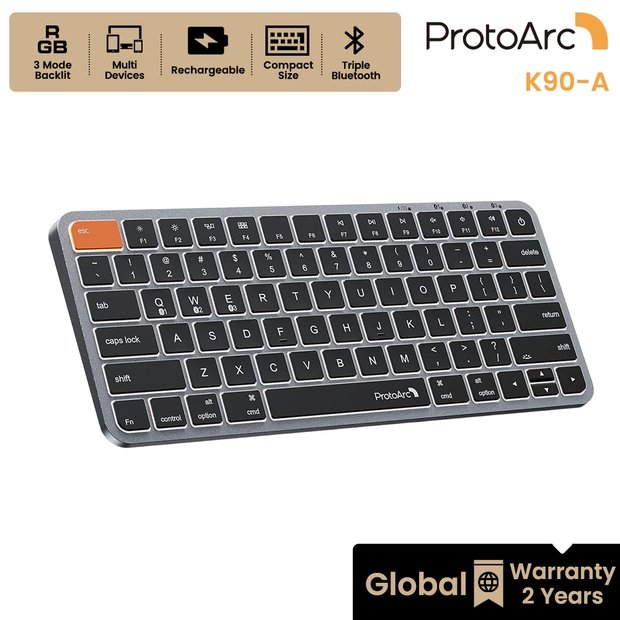 K90-A Keyboard Bluetooth Ringkas dengan Lampu Latar untuk Mac