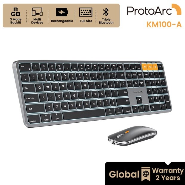 KM100-A Kombinasi Keyboard Tipis dan Mouse dengan Lampu Latar untuk Mac