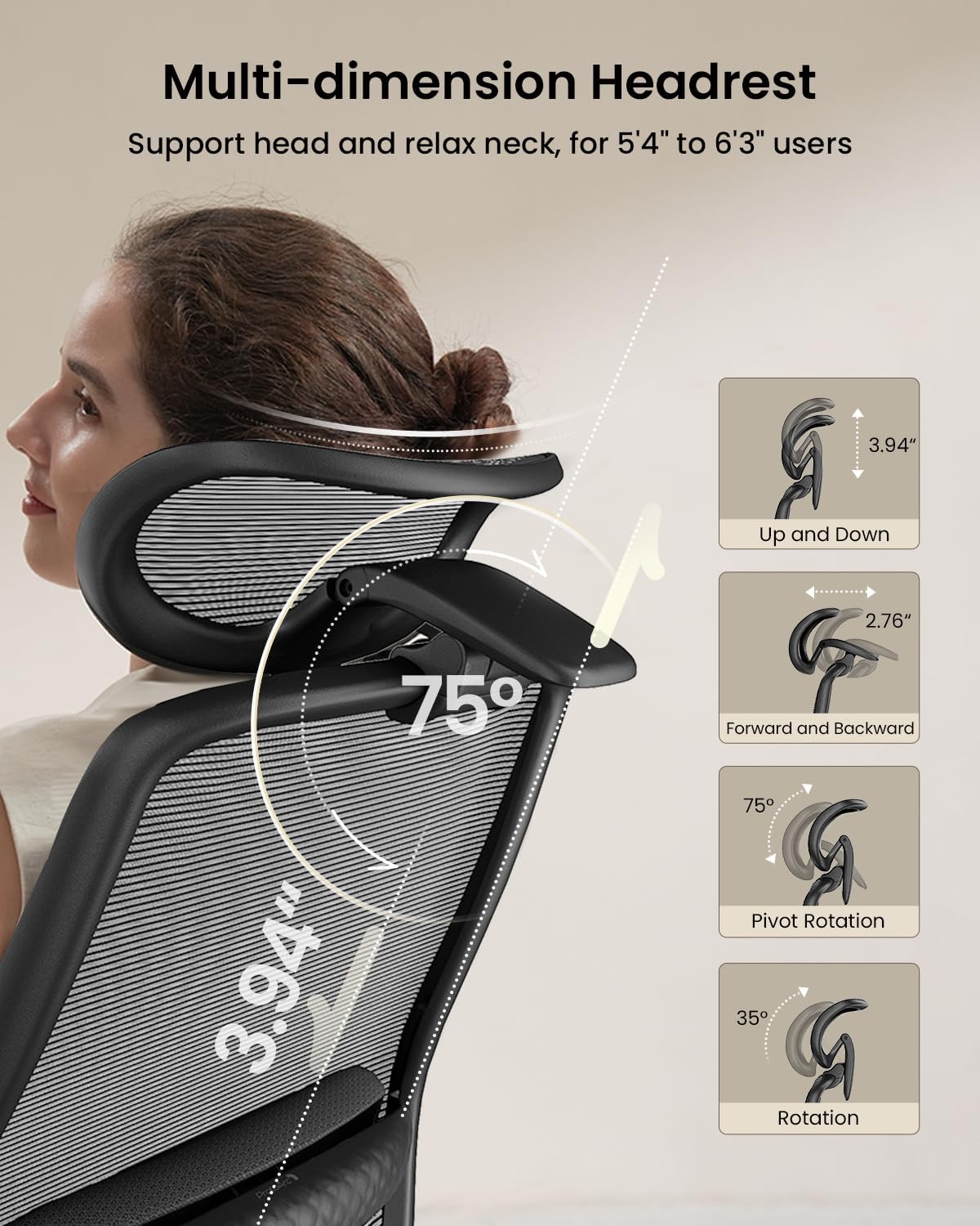 EC200 Kursi Kantor Ergonomis Black detail 4