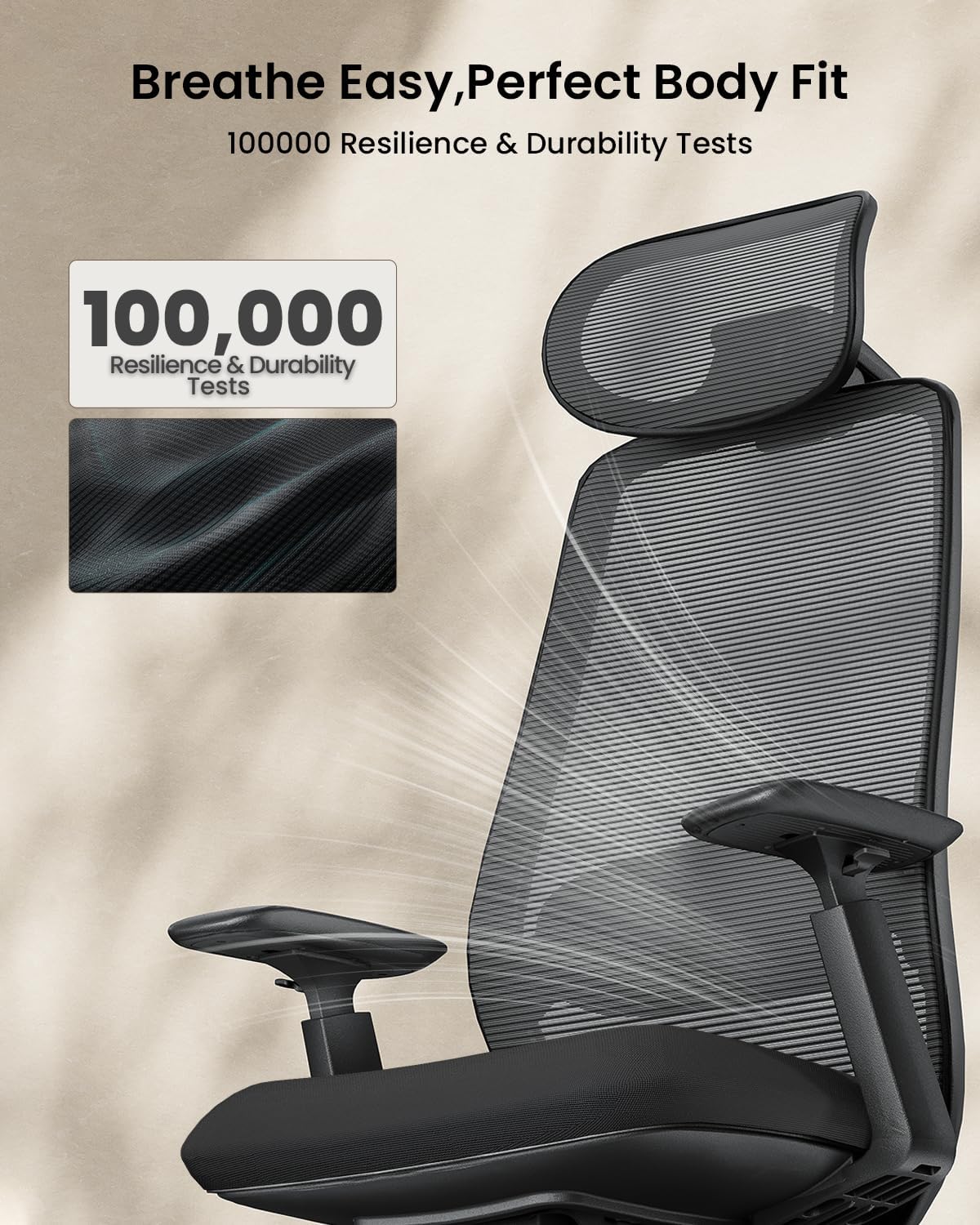 EC200 Kursi Kantor Ergonomis Black detail 8