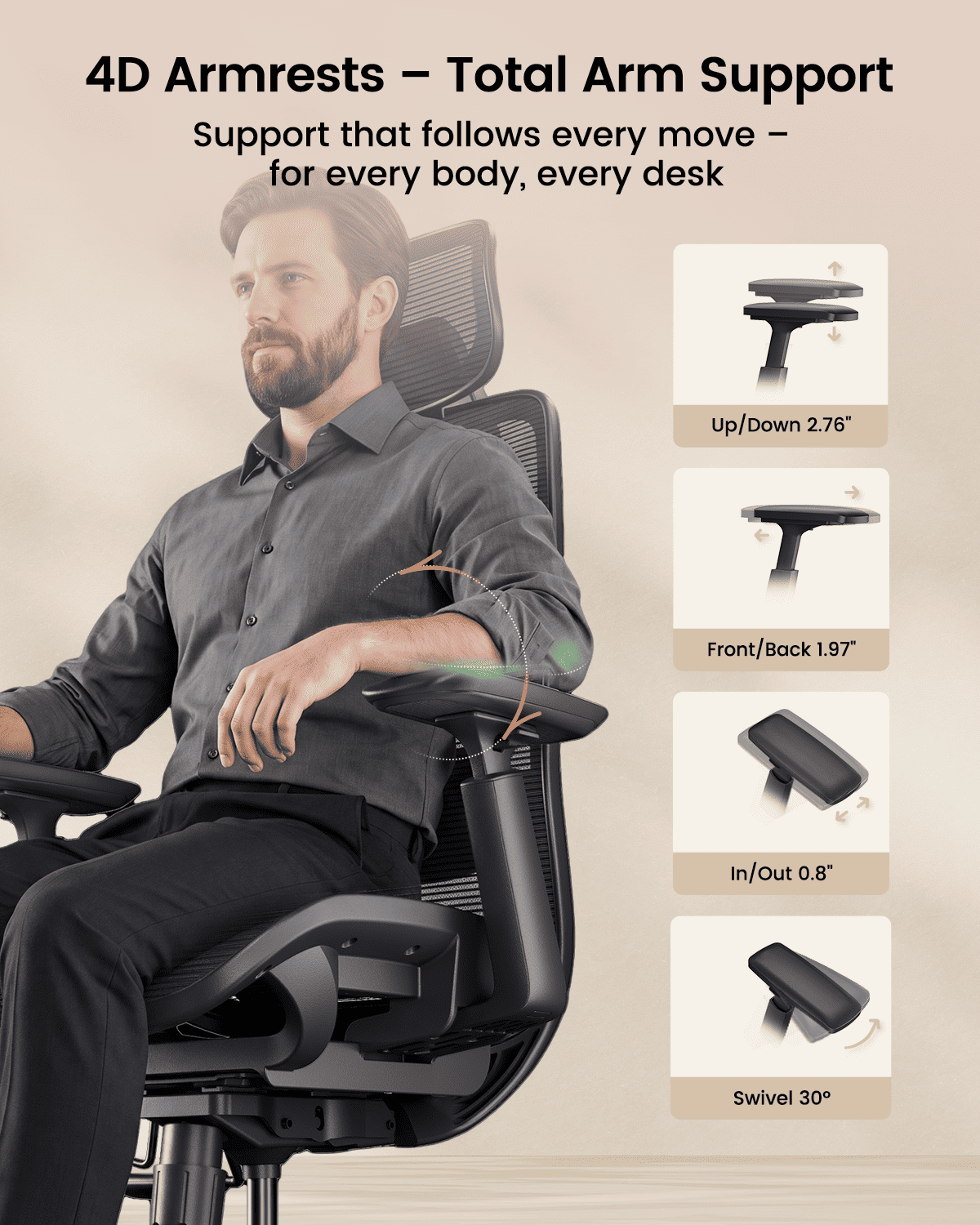 EC200 Pro Kursi Kantor Ergonomis Black detail 5