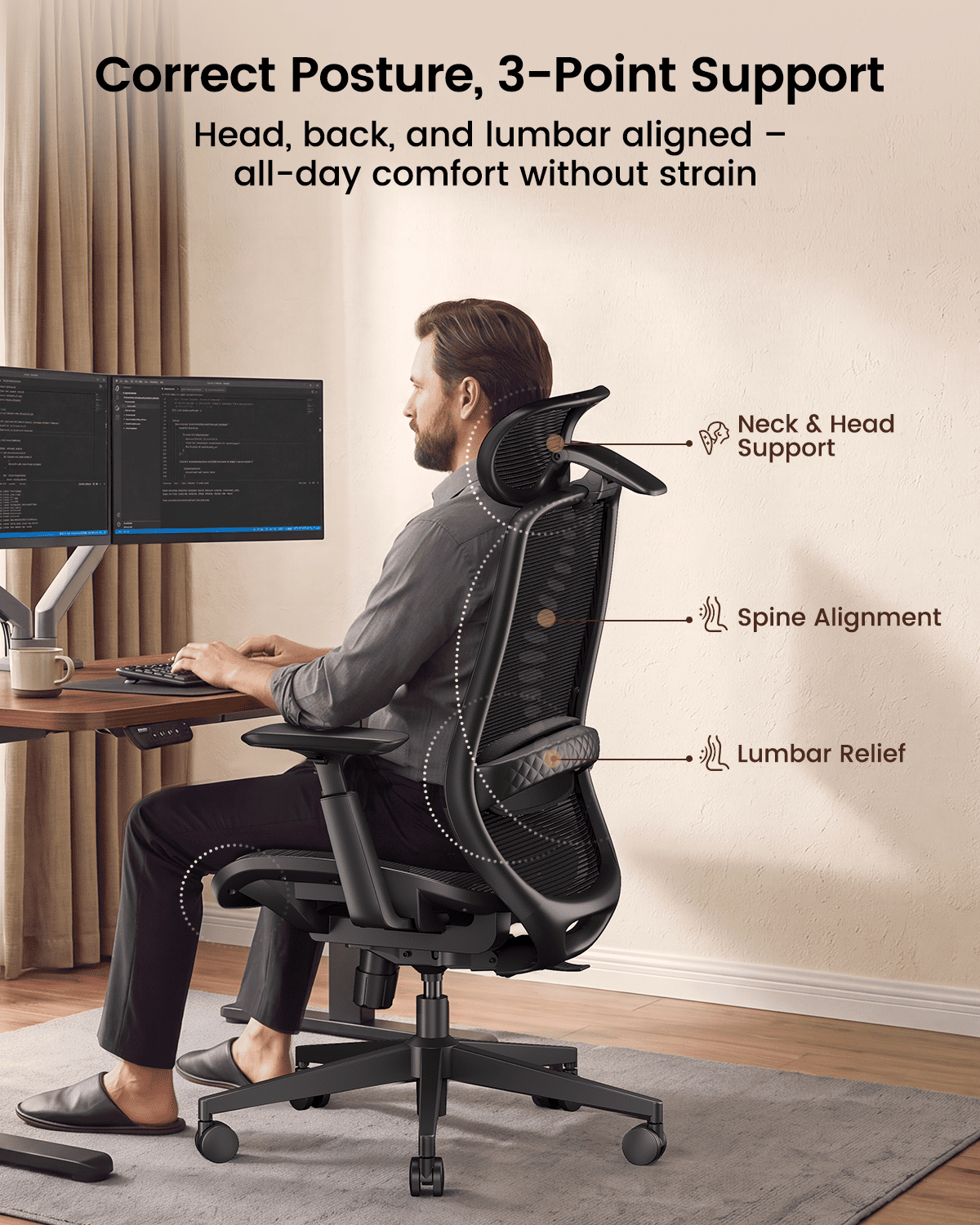 EC200 Pro Kursi Kantor Ergonomis Black detail 6