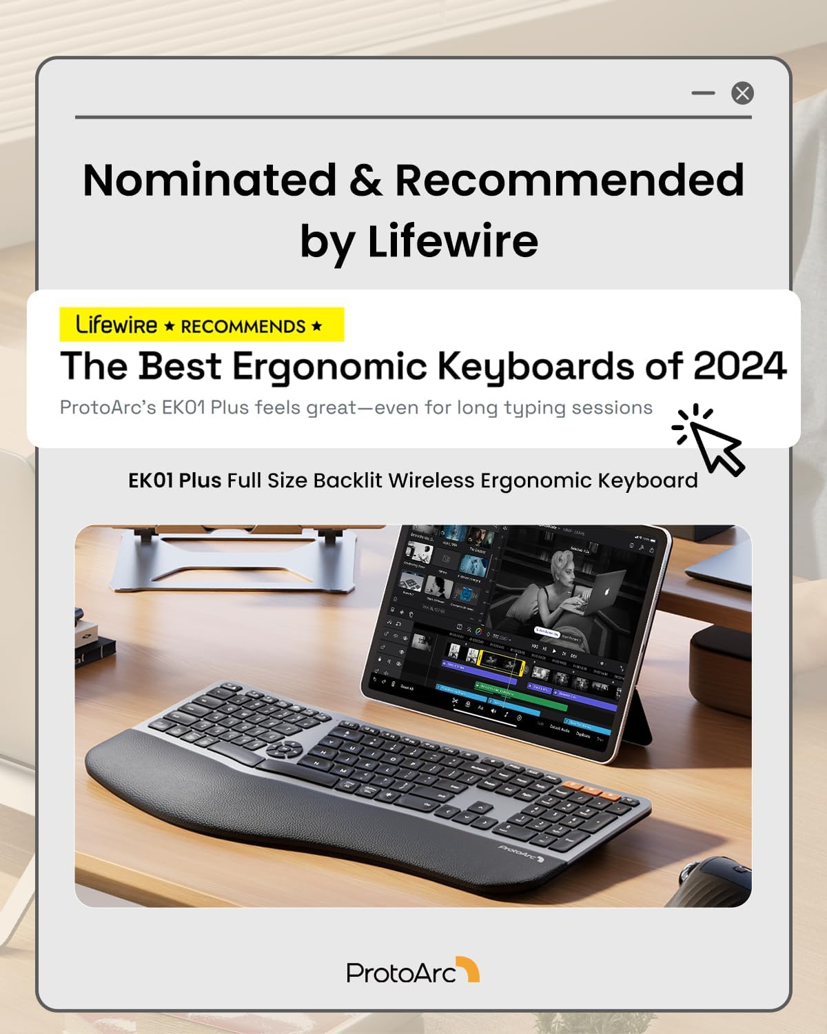EK01 Plus Keyboard Ergonomis dengan Lampu Latar Black detail 6