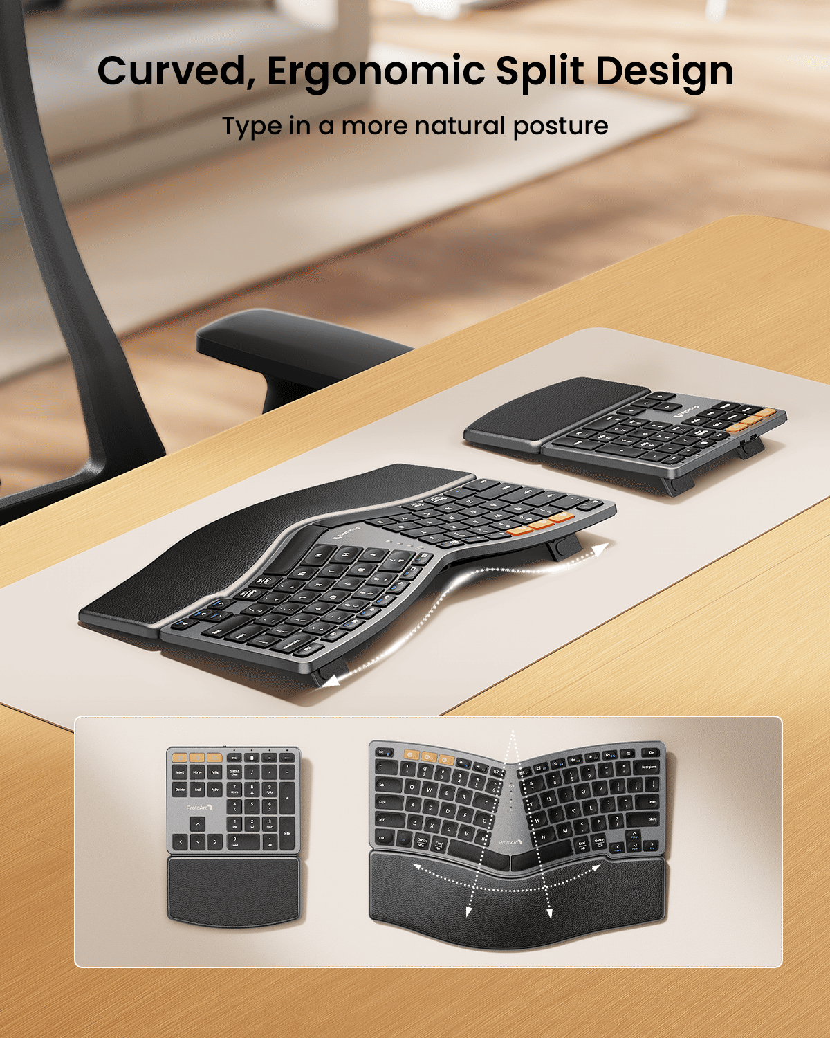EK04 Keyboard Ergonomis Terpisah Black detail 2
