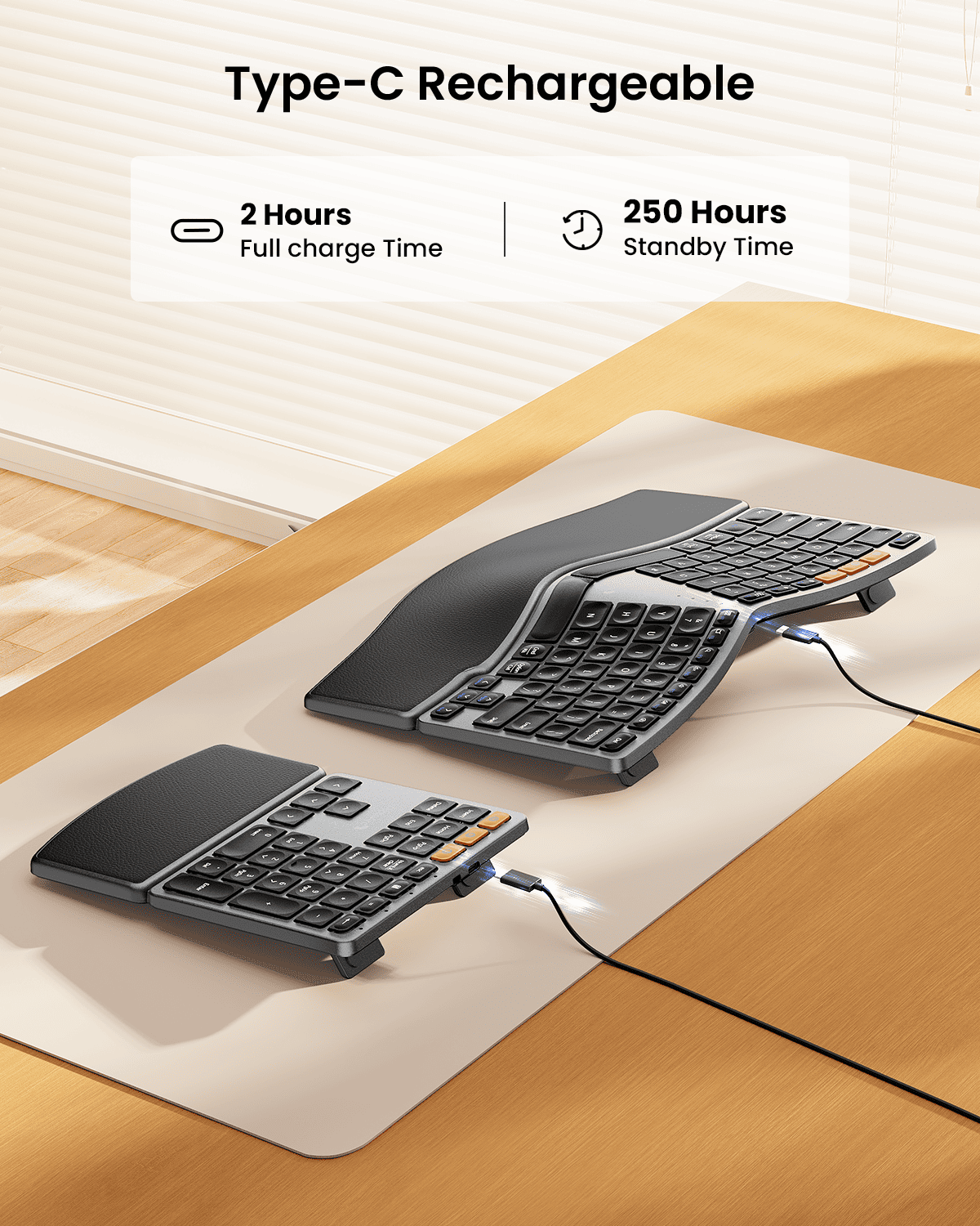 EK04 Keyboard Ergonomis Terpisah Black detail 6