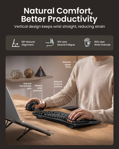 EKM02 Kombinasi Keyboard dan Mouse Ergonomis Black detail 5