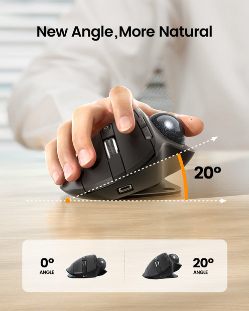 EM01 NL Mouse Trackball Ergonomis Black detail 1