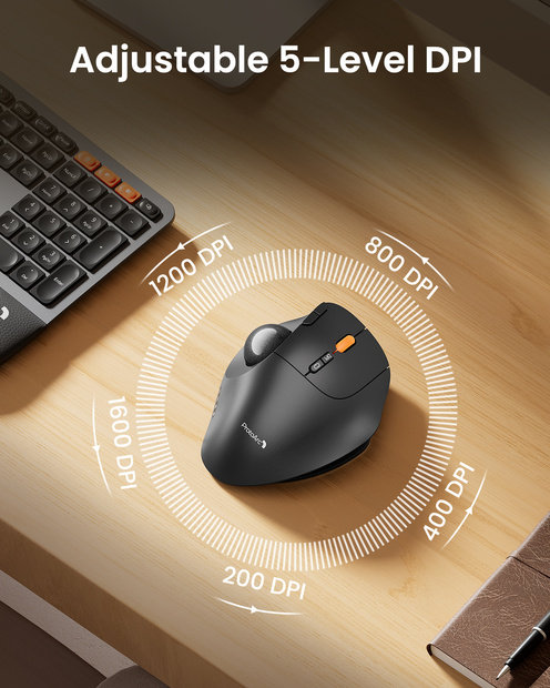 EM02 Mouse Trackball Nirkabel Gray detail 2