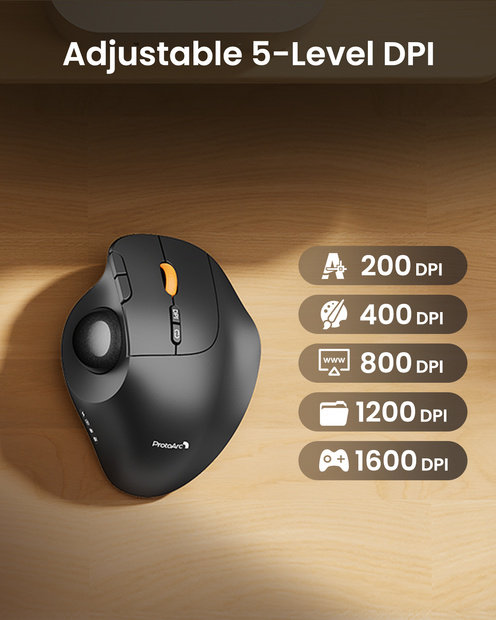 EM02 Mouse Trackball Nirkabel Gray detail 3