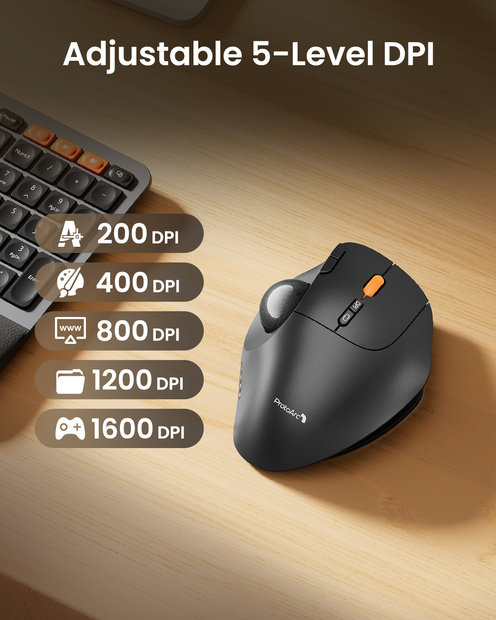 EM02 Mouse Trackball Nirkabel Gray detail 4