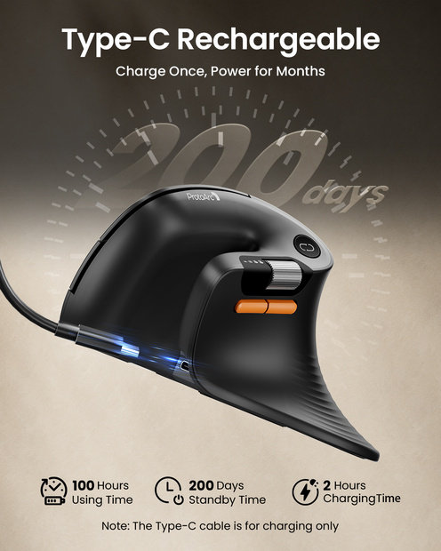 EM11 Pro Mouse Vertikal Ergonomis Black detail 8