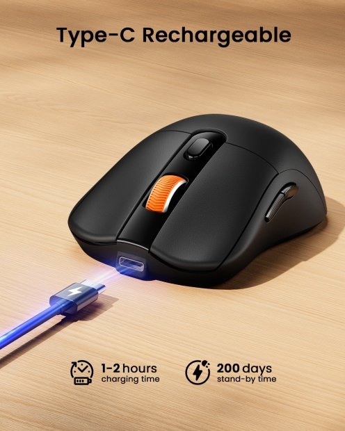 EM15 Mouse Nirkabel Portabel Ringkas Black detail 3