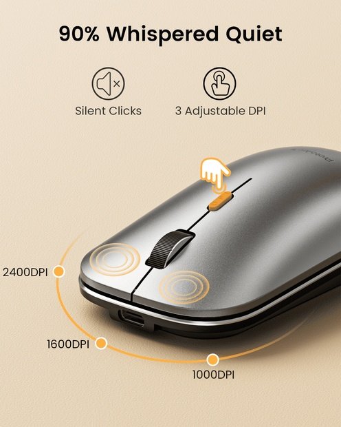 EM18 Mouse Nirkabel Ultra Tipis Portabel Gray detail 6