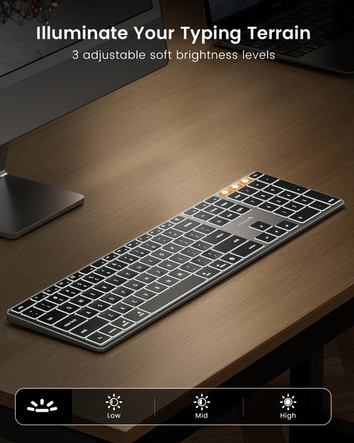K110-A Keyboard Bluetooth Aluminium Tipis Gray detail 2