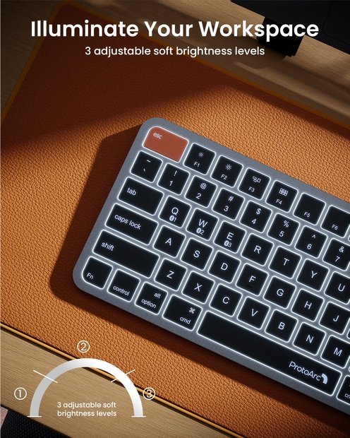 K90-A Keyboard Bluetooth Ringkas dengan Lampu Latar untuk Mac Black detail 2