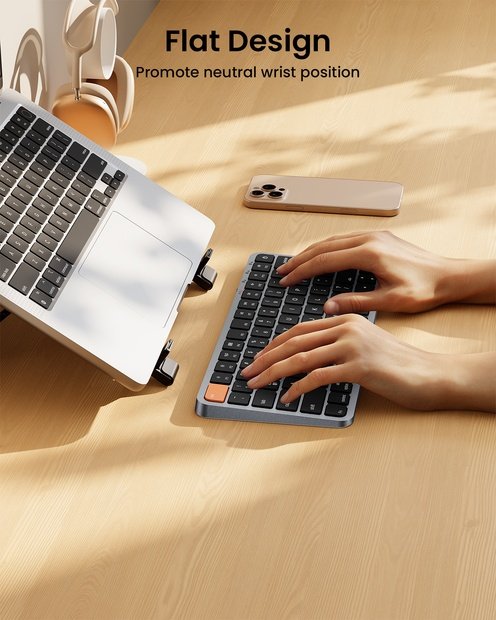 K90-A Keyboard Bluetooth Ringkas dengan Lampu Latar untuk Mac Black detail 7