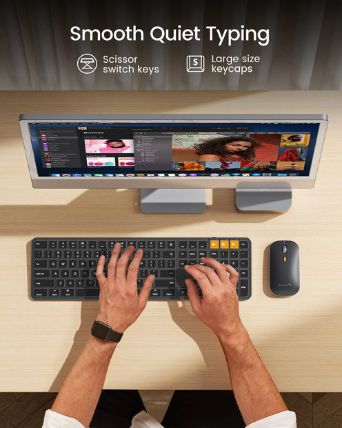 KM100-A Kombinasi Keyboard Tipis dan Mouse dengan Lampu Latar untuk Mac Black detail 3