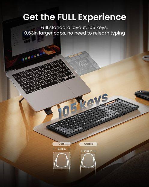 XKM01 CaseUp Kombinasi Keyboard, Mouse, dan Dudukan Lipat Black Gray detail 4