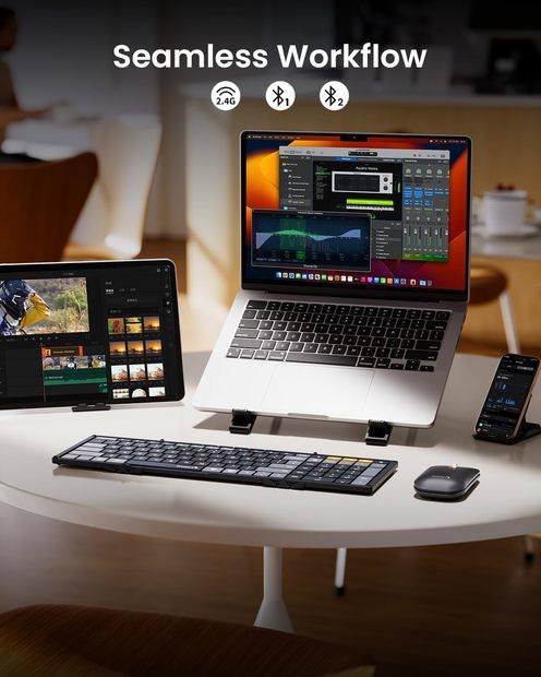 XKM01 CaseUp Kombinasi Keyboard, Mouse, dan Dudukan Lipat Black Gray detail 5