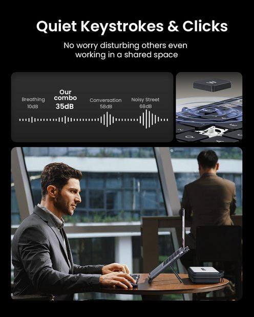 XKM01 CaseUp Kombinasi Keyboard, Mouse, dan Dudukan Lipat Black Gray detail 7